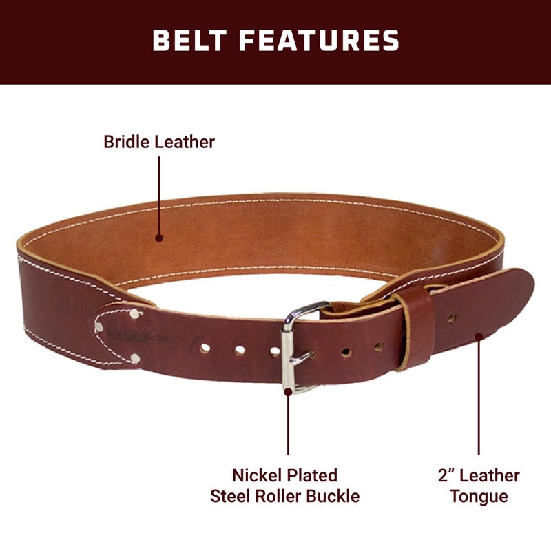 Occidental Leather 3" Ranger Leather Work Belt - Large, OxyRed - Bridle Leather, Heavy-Duty Steel Roller Buckle, Edge Stitched - Made in USA - Image 3